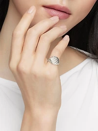 Sculpted Cable Pinky Ring Sterling Silver, 13MM