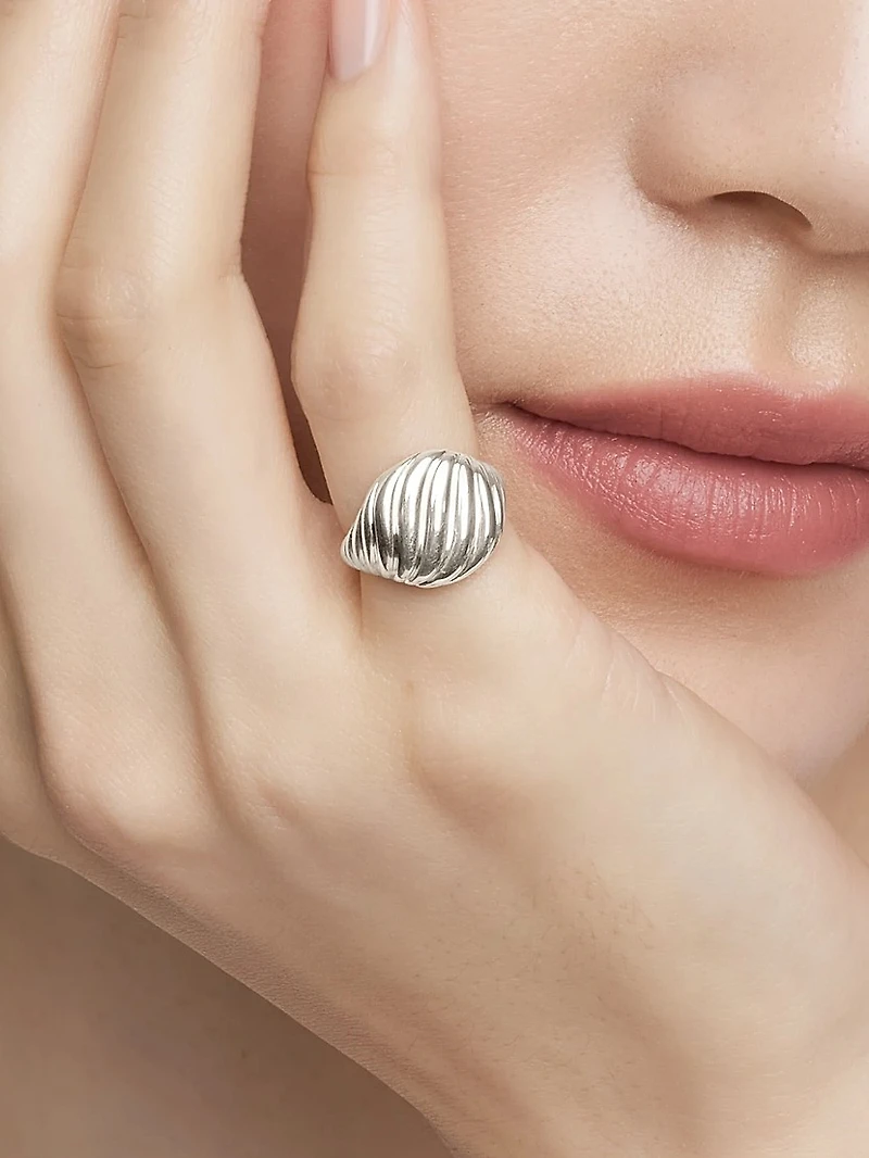 Sculpted Cable Pinky Ring Sterling Silver, 13MM