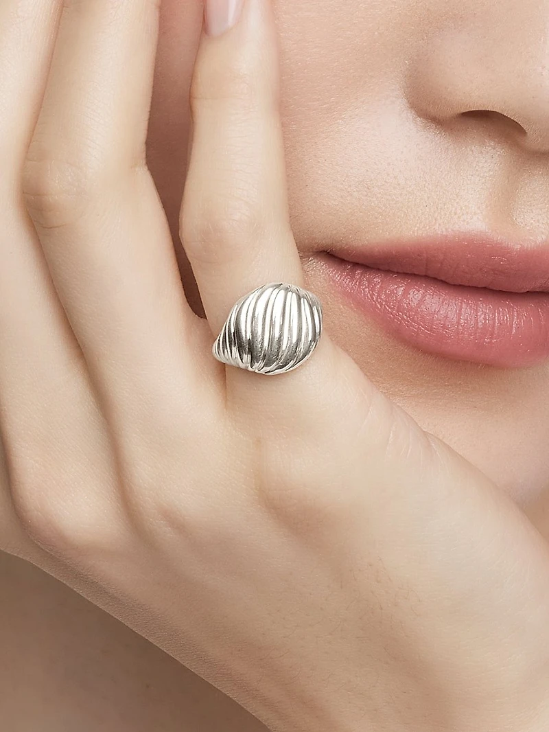 Sculpted Cable Pinky Ring Sterling Silver, 13MM