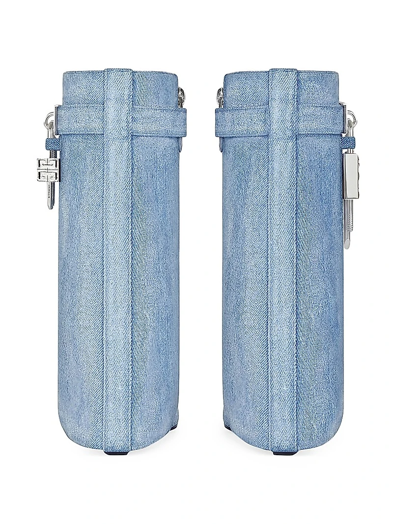 Shark Lock Ankle Boots in Washed Denim