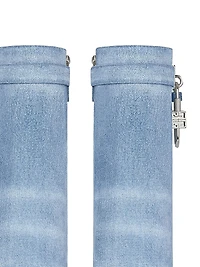 Shark Lock Ankle Boots in Washed Denim