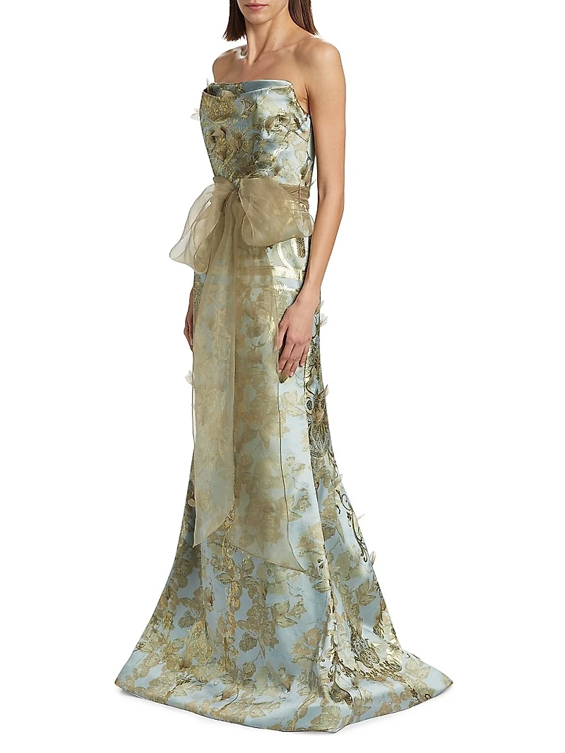 Brocade Strapless Gown