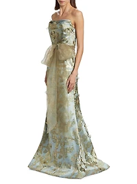 Brocade Strapless Gown