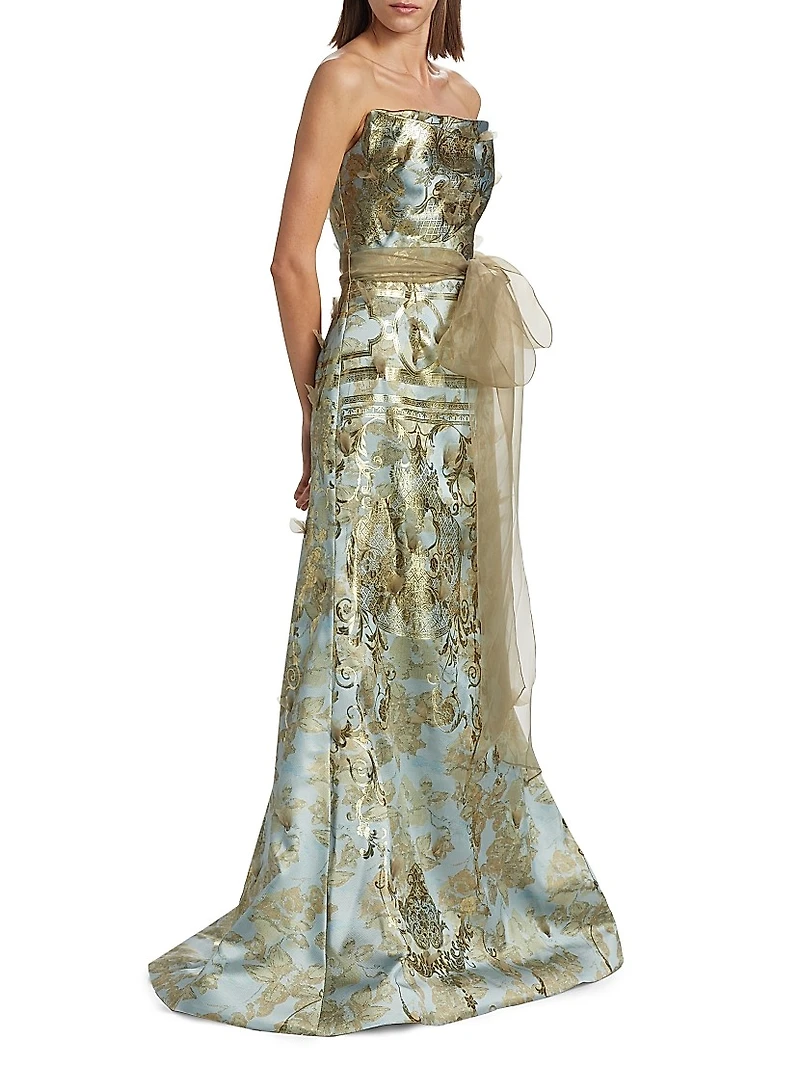 Brocade Strapless Gown