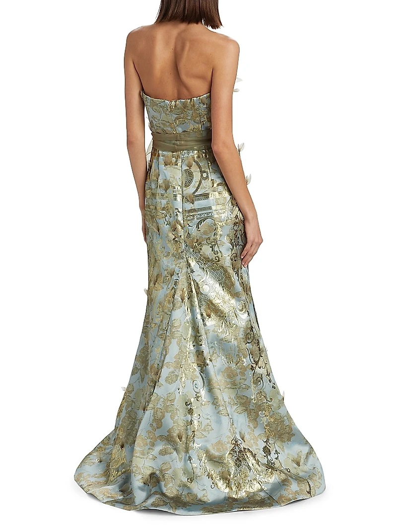 Brocade Strapless Gown