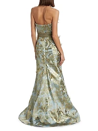 Brocade Strapless Gown