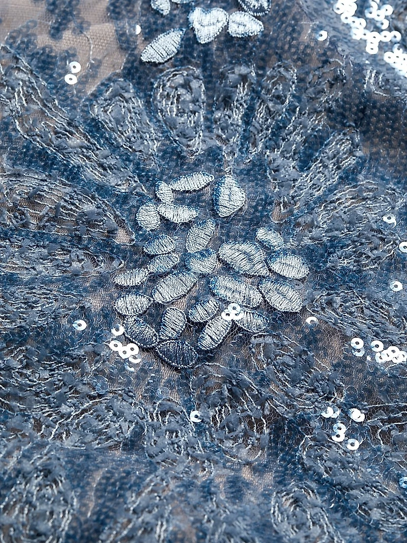 Floral Beaded Strapless A-Line Gown