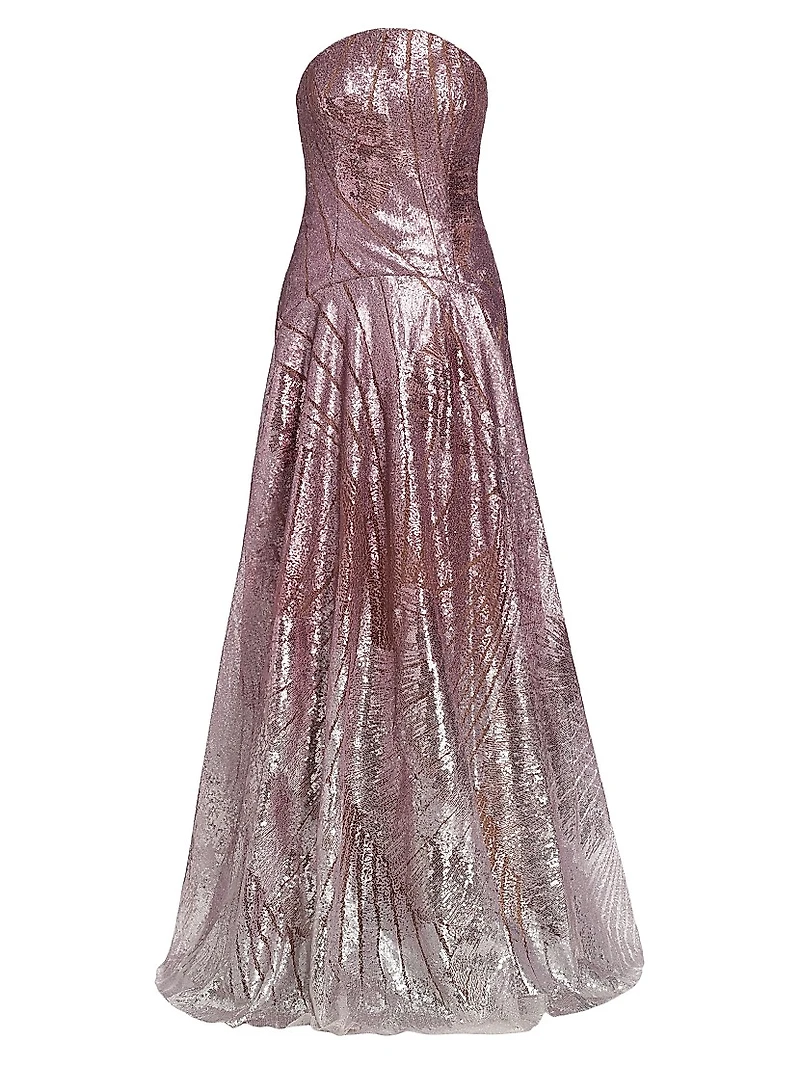 Sequined Strapless A-Line Gown