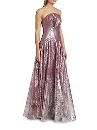 Sequined Strapless A-Line Gown