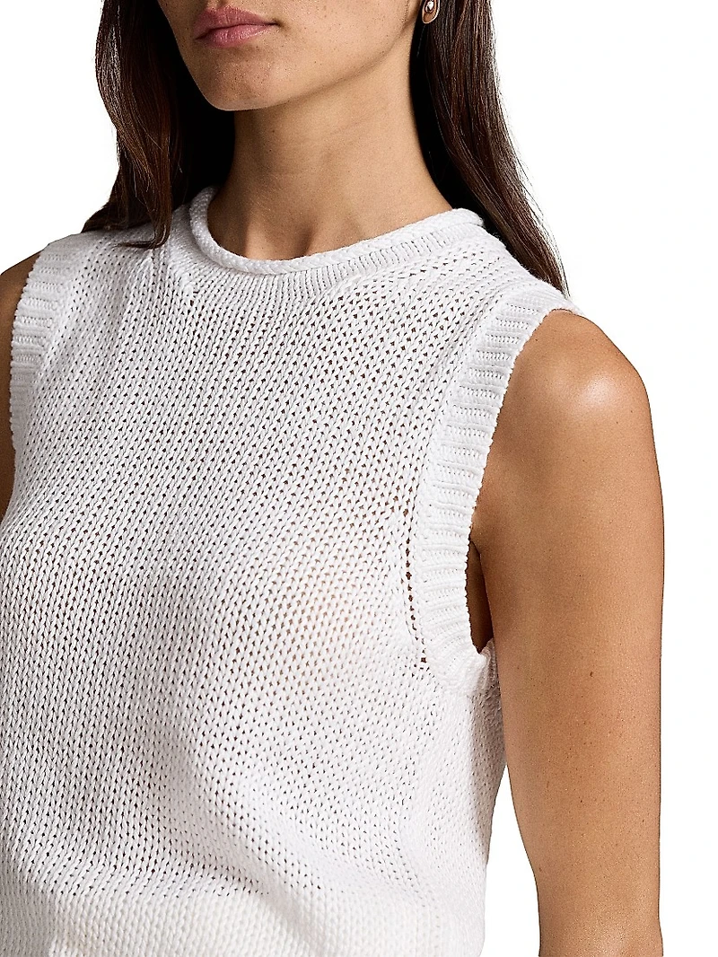 Linen-Cotton Knit Sweater Tank