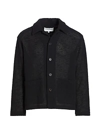 Crocheted Cotton-Blend Jacket