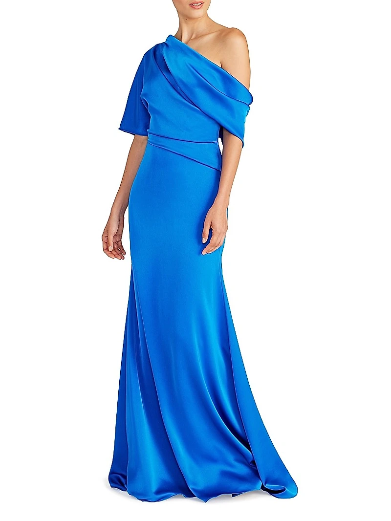 Remi Draped Satin One-Shoulder Gown