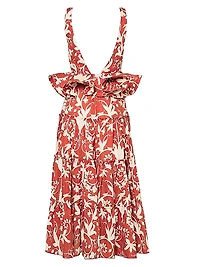 Alma Lago Maiz Linen Ruffled Midi-Dress