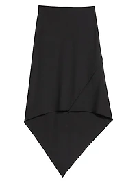 Wool Handkerchief-Hem Midi-Skirt