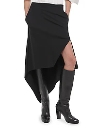 Wool Handkerchief-Hem Midi-Skirt