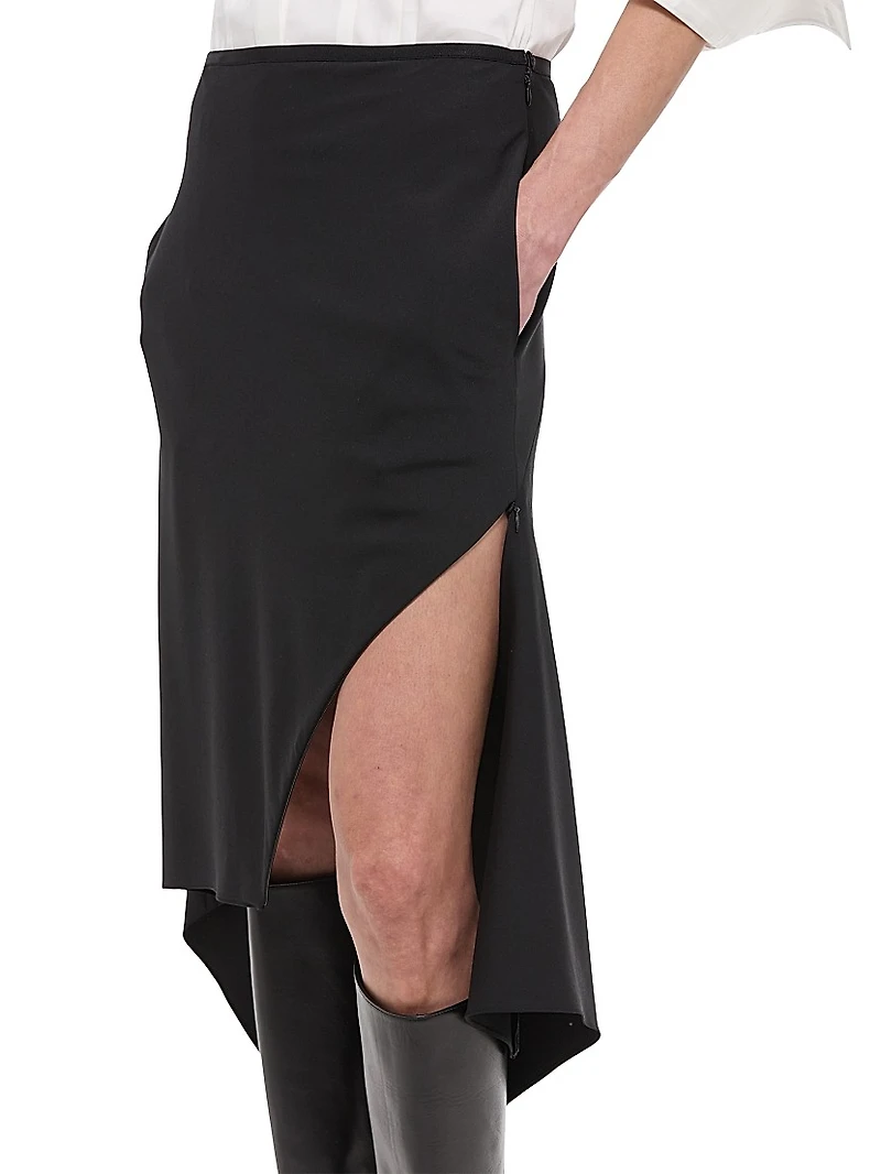 Wool Handkerchief-Hem Midi-Skirt