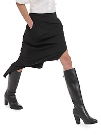 Wool Handkerchief-Hem Midi-Skirt