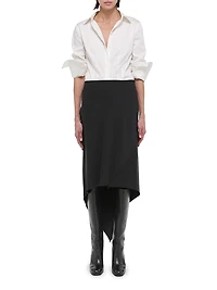 Wool Handkerchief-Hem Midi-Skirt