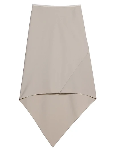 Wool Handkerchief-Hem Midi-Skirt