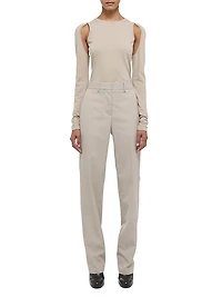 Cotton Cut-Out Crewneck Sweater