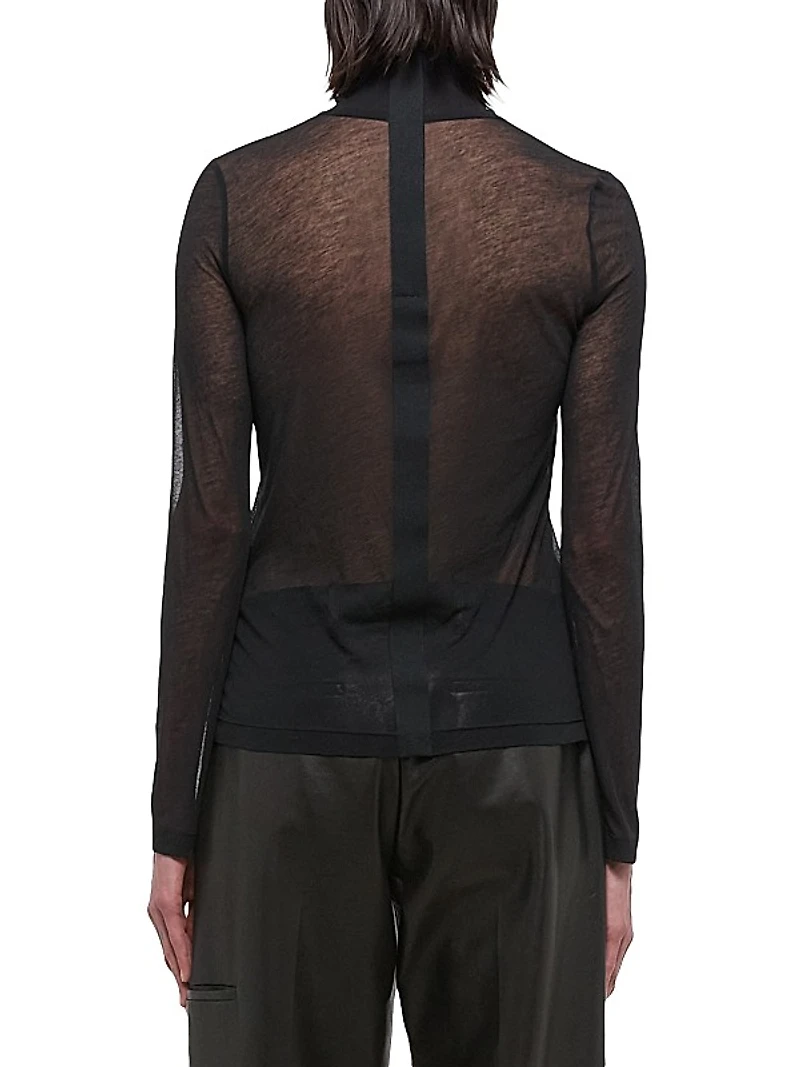 Sheer Cotton Turtleneck Sweater