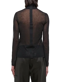 Sheer Cotton Turtleneck Sweater