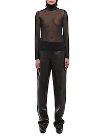 Sheer Cotton Turtleneck Sweater