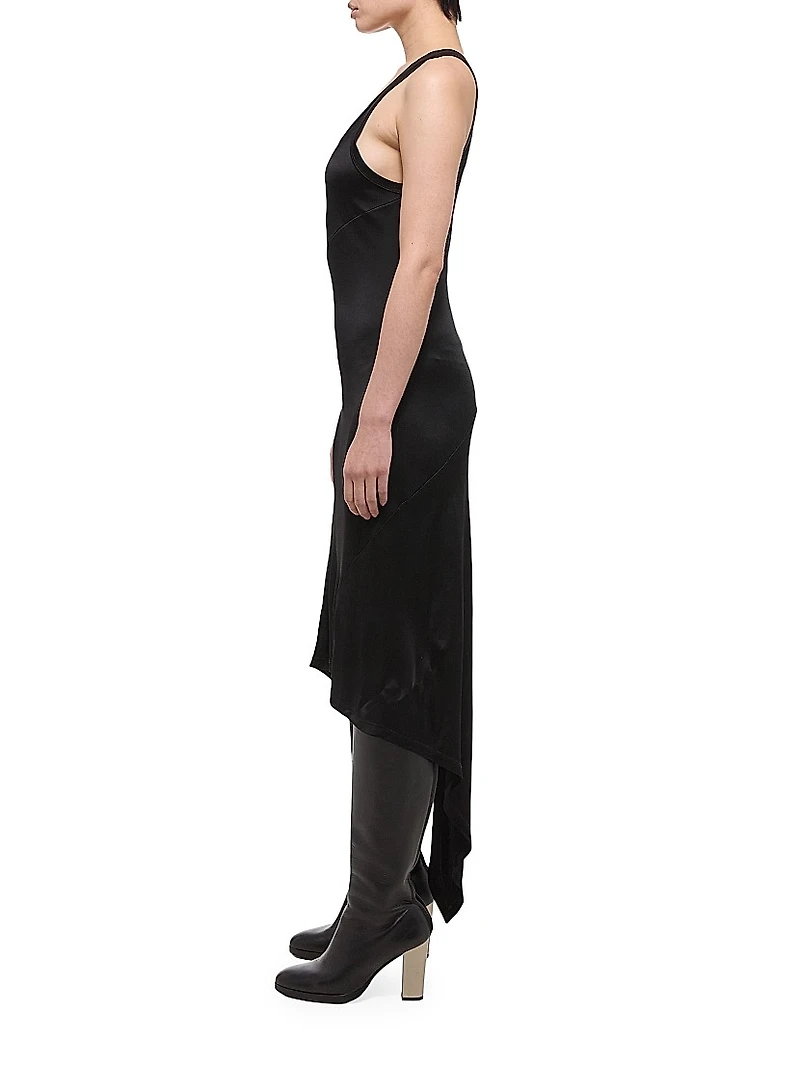 Jersey Asymmetric-Hem Sleeveless Maxi Dress