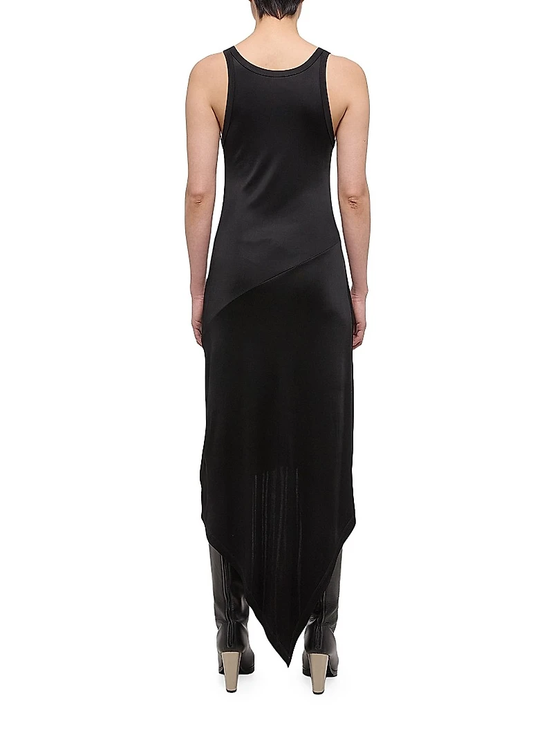 Jersey Asymmetric-Hem Sleeveless Maxi Dress
