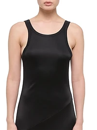 Jersey Asymmetric-Hem Sleeveless Maxi Dress