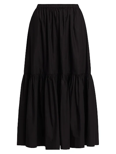 Poplin Tiered Maxi Skirt