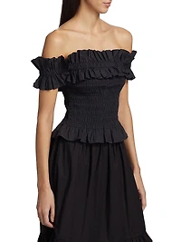 Smocked Off-The-Shoulder Crop Top