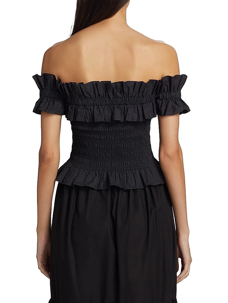 Smocked Off-The-Shoulder Crop Top