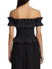 Smocked Off-The-Shoulder Crop Top