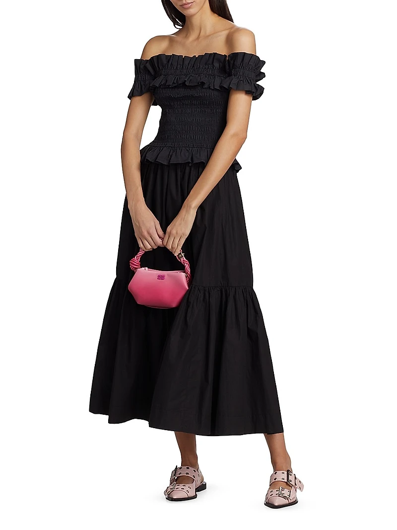 Smocked Off-The-Shoulder Crop Top