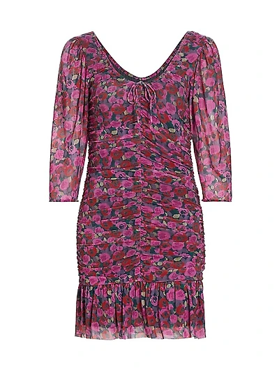 Floral Mesh Ruched Minidress