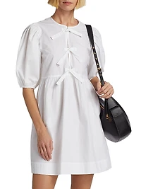 Poplin Bow Short-Sleeve Minidress