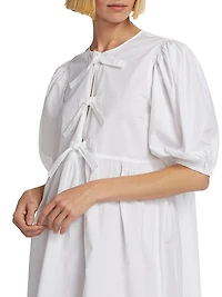 Poplin Bow Short-Sleeve Minidress