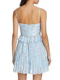 Metallic Floral Ruffle Minidress