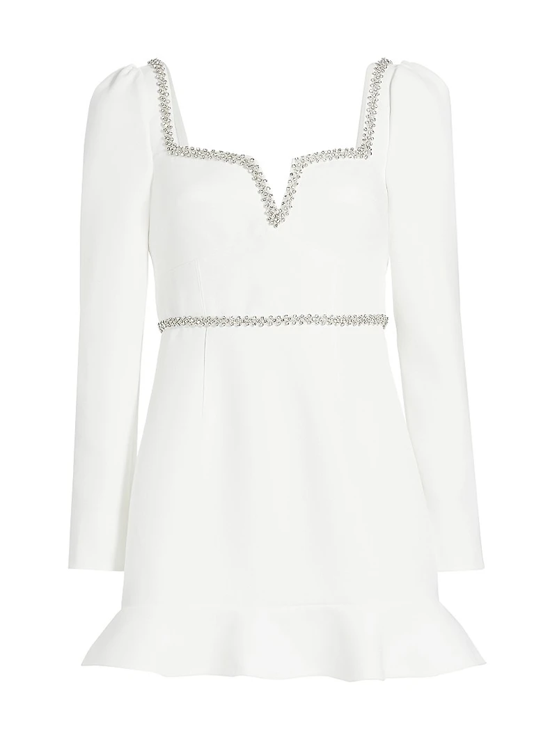 Bonded Crêpê Embellished Flounce Minidress
