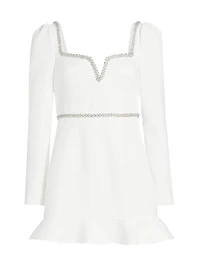 Bonded Crêpê Embellished Flounce Minidress