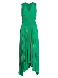 Livia Pleated Sleeveless Midi-Dress