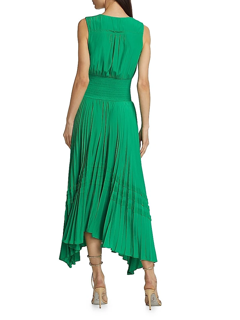 Livia Pleated Sleeveless Midi-Dress