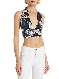 Milan Floral Halterneck Crop Top