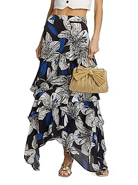 Elina Chiffon Floral Ruffled Maxi Skirt