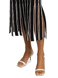 Frida Fringed Striped Cotton Halterneck Midi-Dress