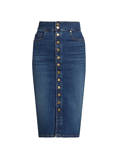 Karter Denim High-Waisted Midi-Skirt