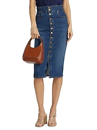 Karter Denim High-Waisted Midi-Skirt