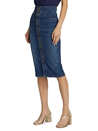 Karter Denim High-Waisted Midi-Skirt