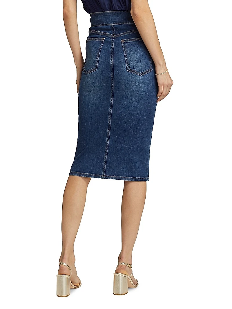 Karter Denim High-Waisted Midi-Skirt